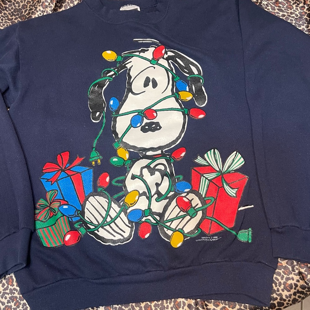 Vintage Snoopy Holiday Lights Christmas Sweater